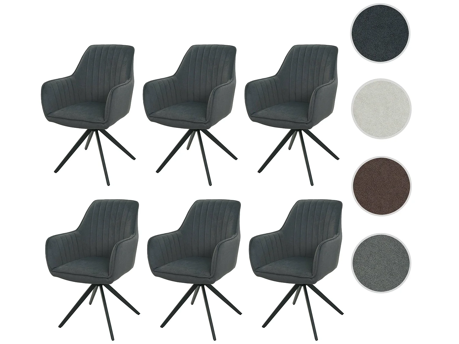 Silla de comedor MCW-L79 (juego de 6),  antracita