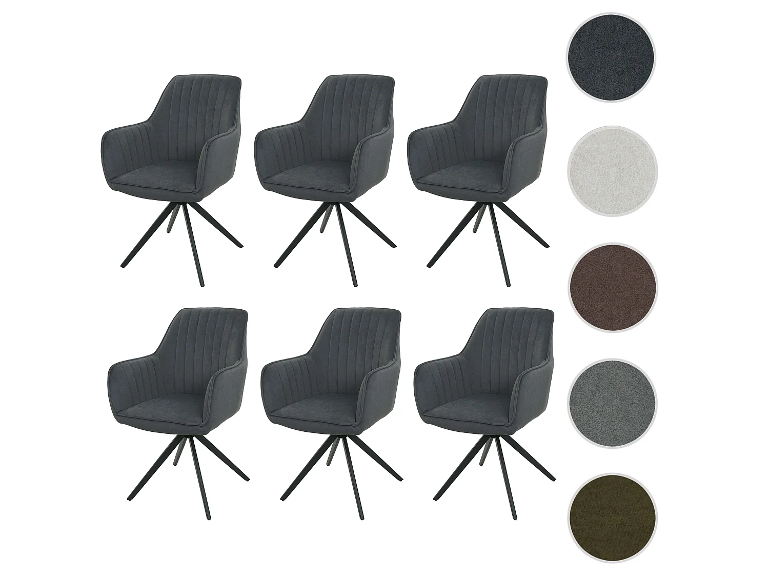 Chaise de salle à manger MCW-L79 (lot de 6),  anthracite