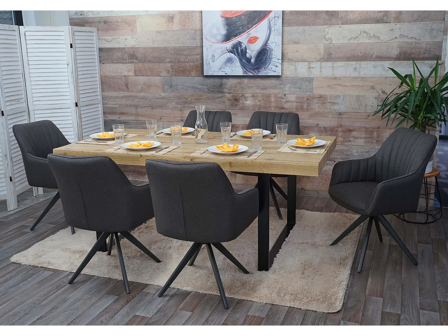 Chaise de salle à manger MCW-H73 (lot de 6),  gris-brun