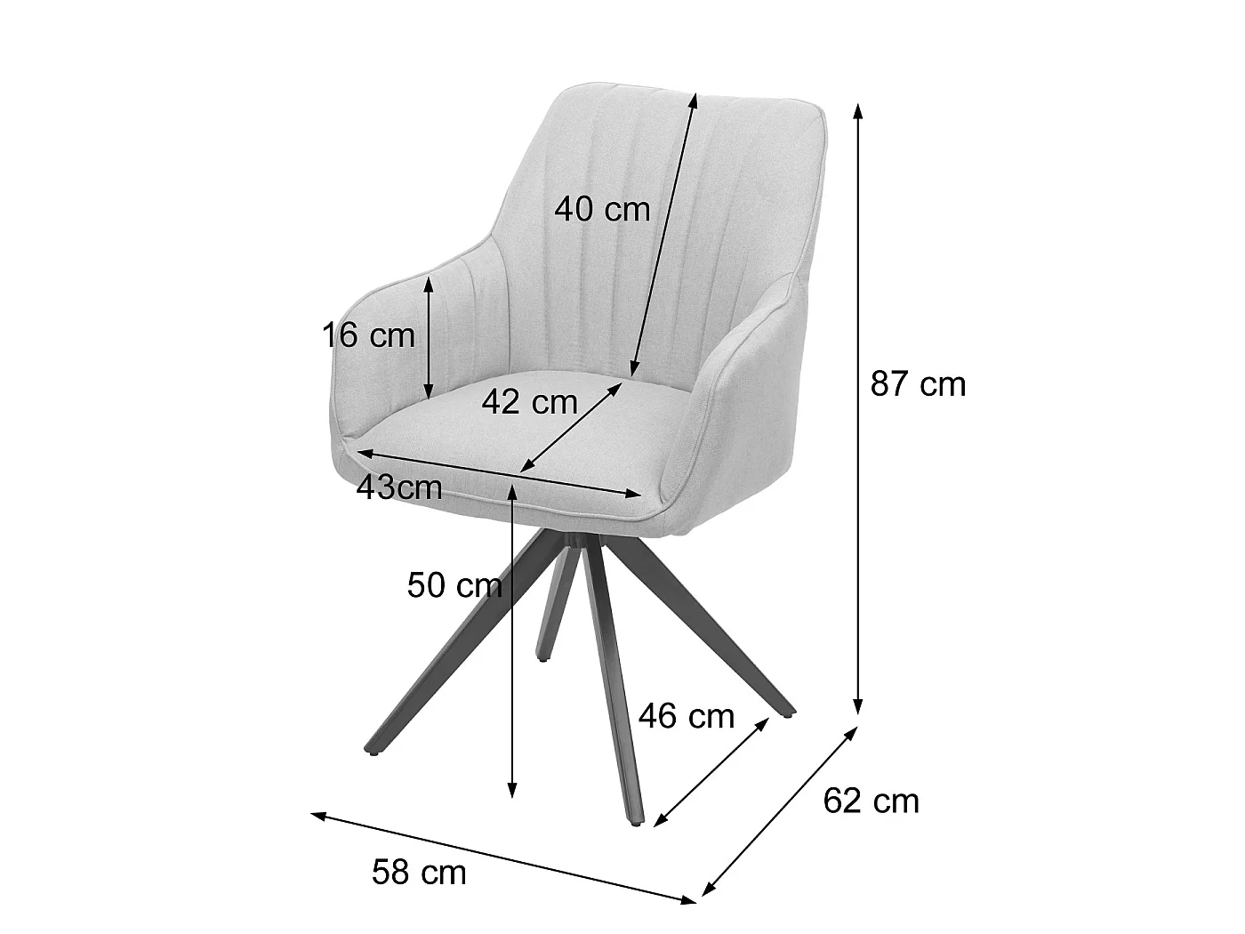 Chaise de salle à manger MCW-H73 (lot de 6),  gris-brun