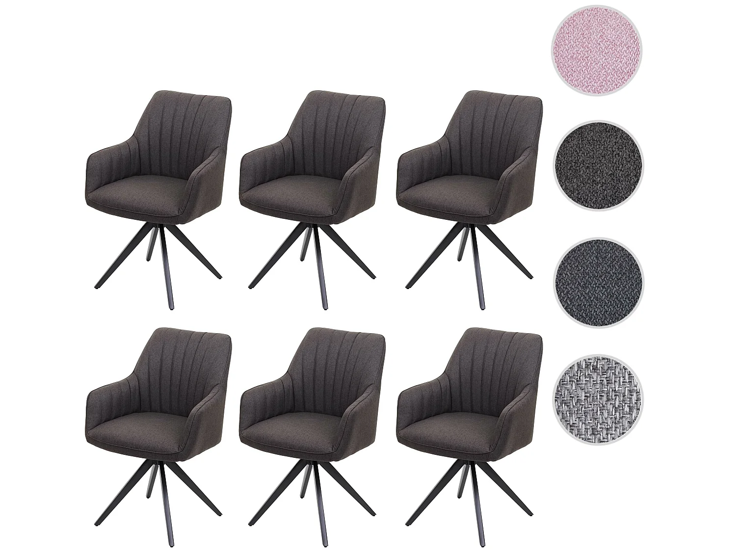 Chaise de salle à manger MCW-H73 (lot de 6),  gris-brun