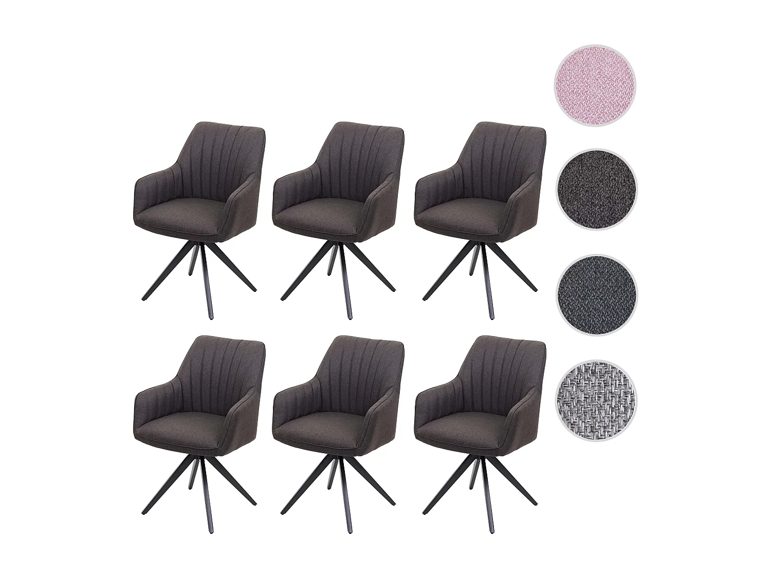 Eetkamerstoel MCW-H73 (set van 6),  grijsbruin