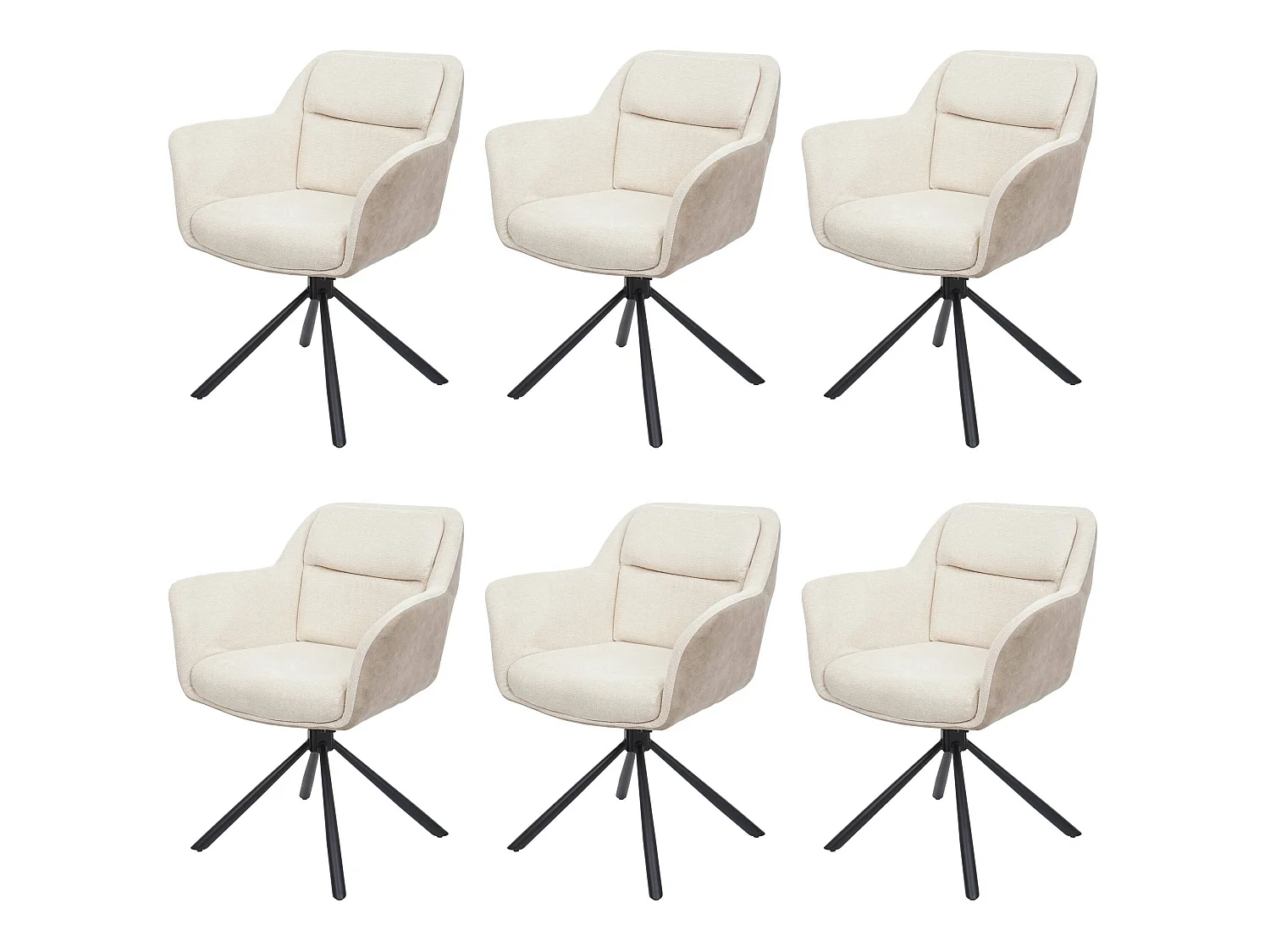 Chaise de salle à manger MCW-K33 (lot de 6),  similicuir, crème