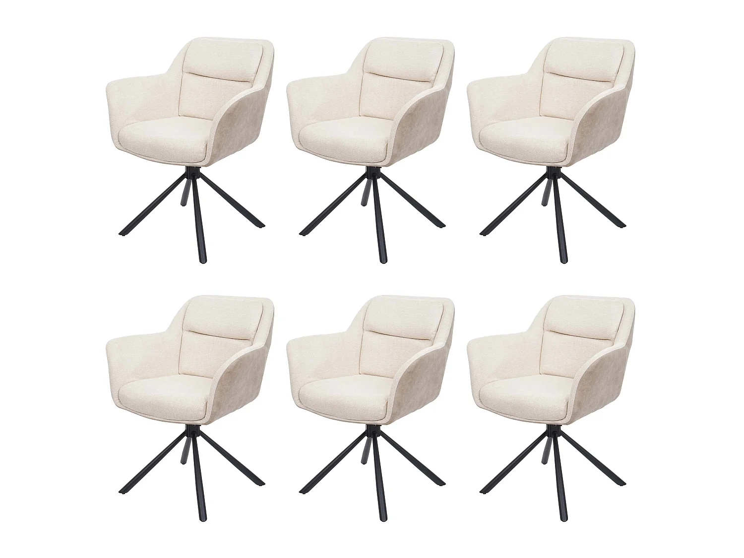 Chaise de salle à manger MCW-K33 (lot de 6),  similicuir, crème