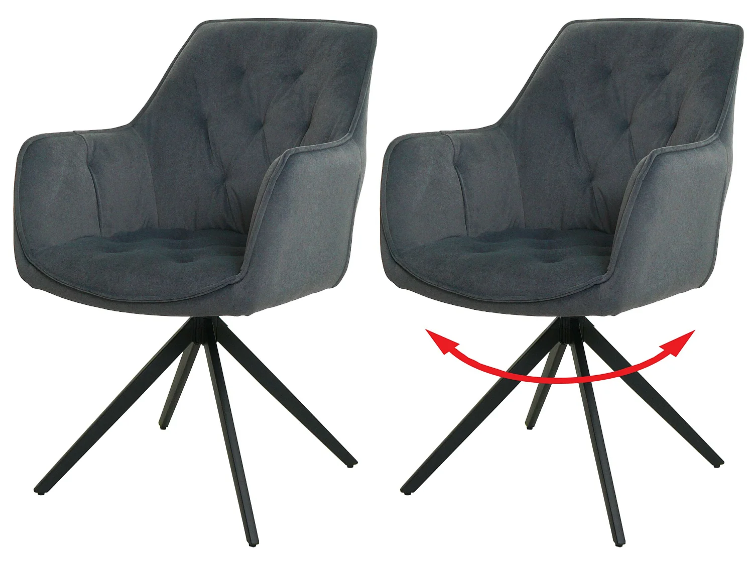 Chaise de salle à manger MCW-L80 (lot de 2),  anthracite