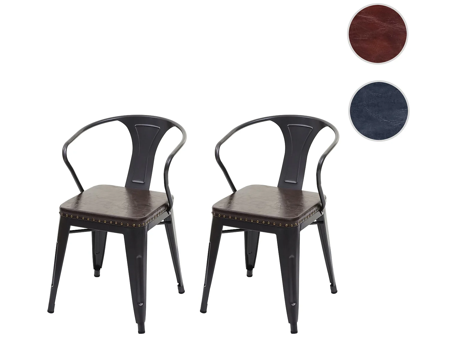 Esszimmerstuhl MCW-H10d (2er-Set), Schwarz-braun