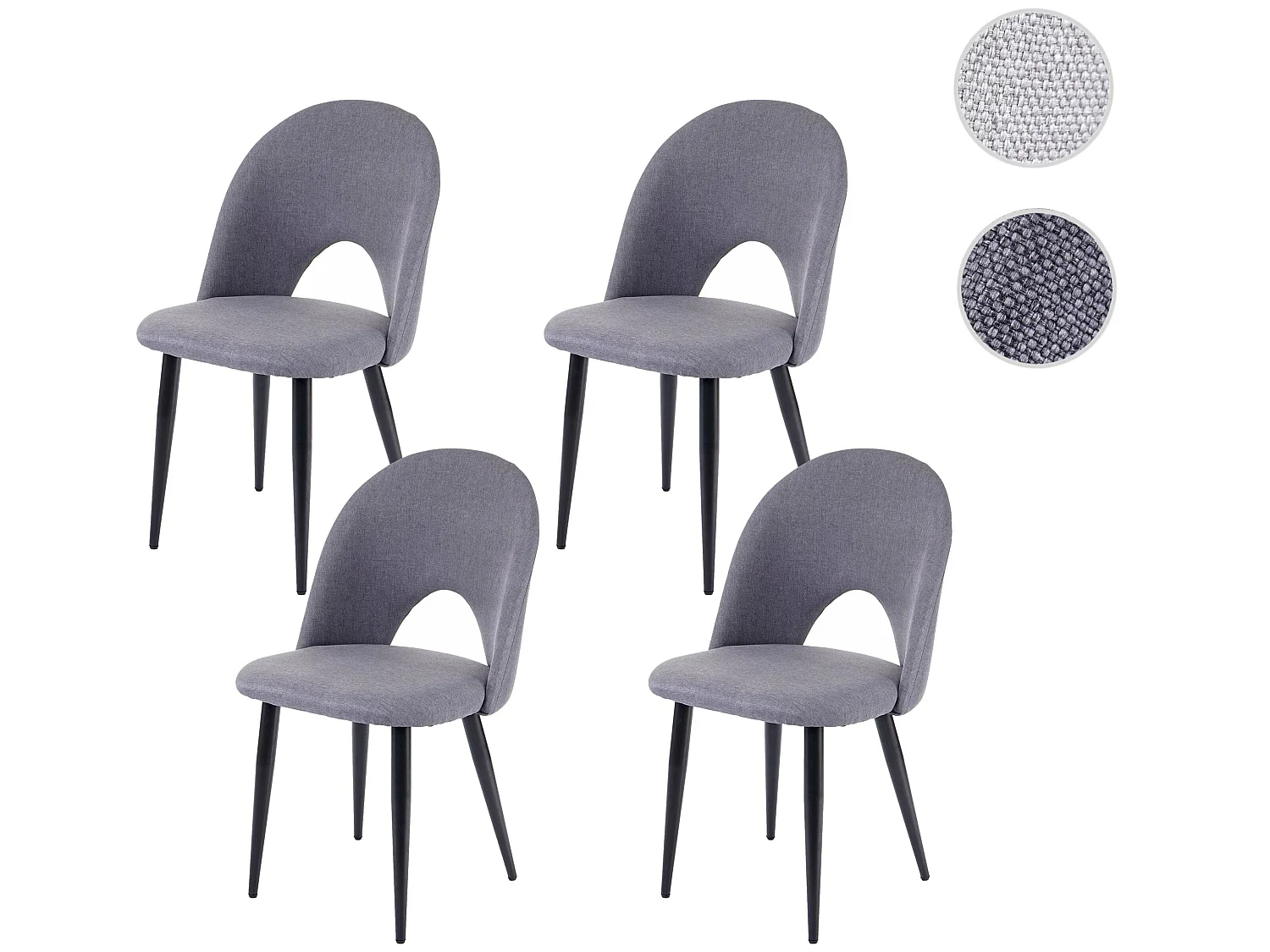 Chaise de salle à manger MCW-D73 (lot de 4),  gris foncé