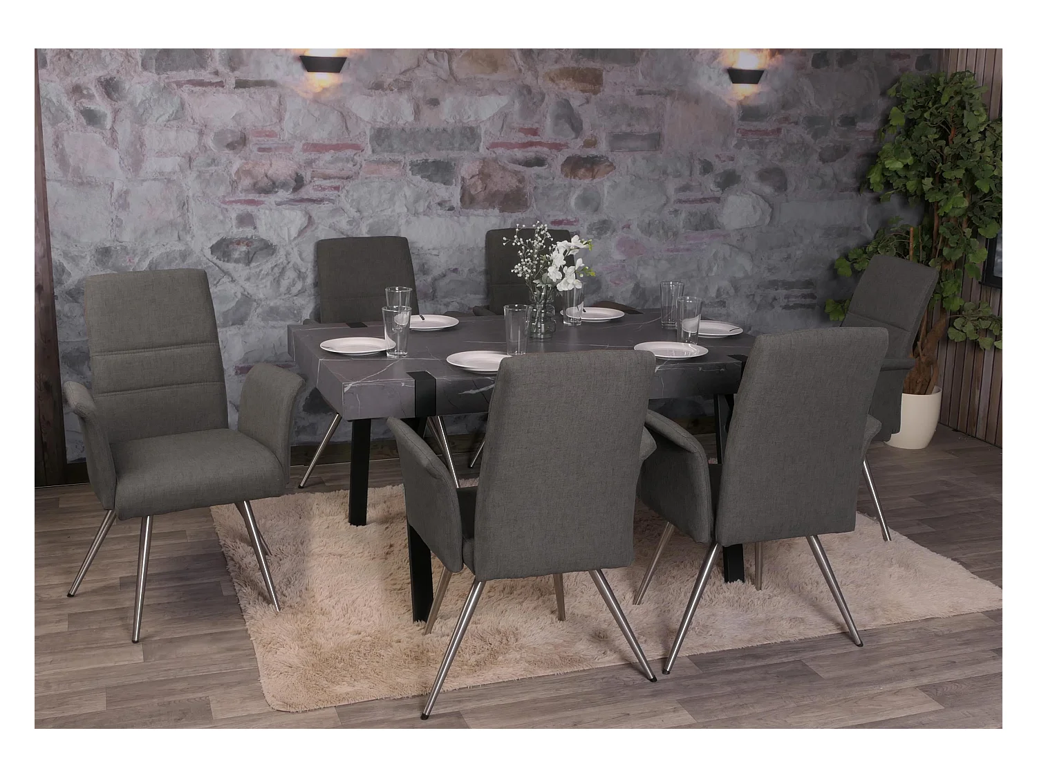 Chaise de salle à manger MCW-G55 (lot de 6),  gris