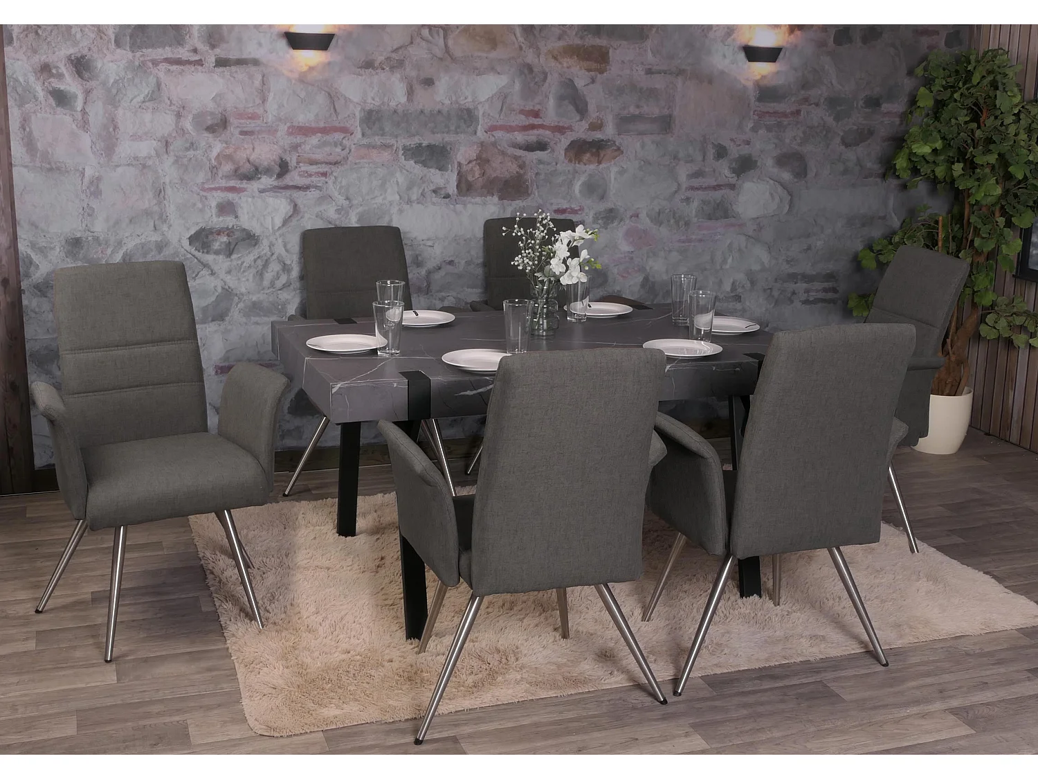 Chaise de salle à manger MCW-G55 (lot de 6),  gris