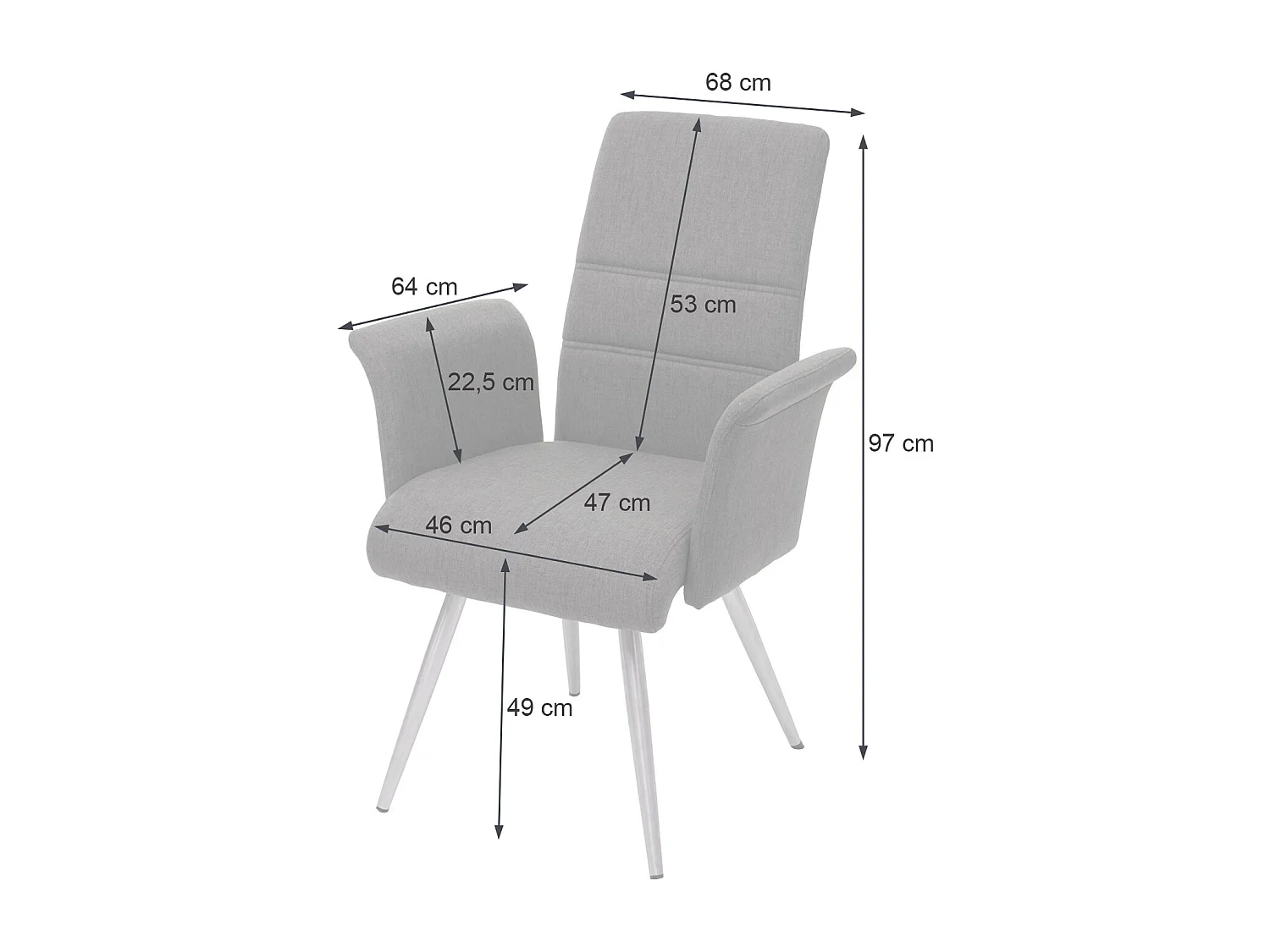 Chaise de salle à manger MCW-G55 (lot de 6),  gris