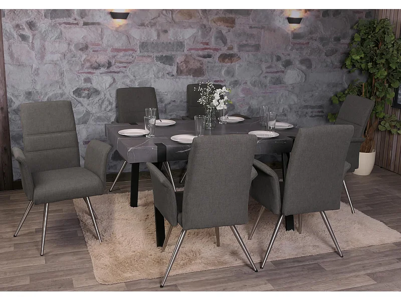 Chaise de salle à manger MCW-G55 (lot de 6),  gris