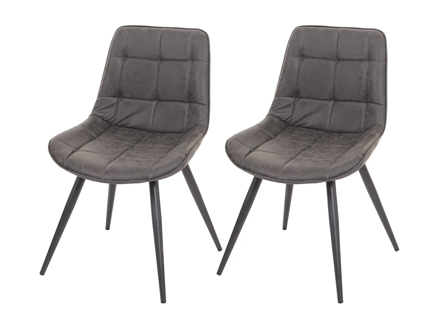 Esszimmerstuhl MCW-E57 (2er-Set), Kunstleder dunkelgrau