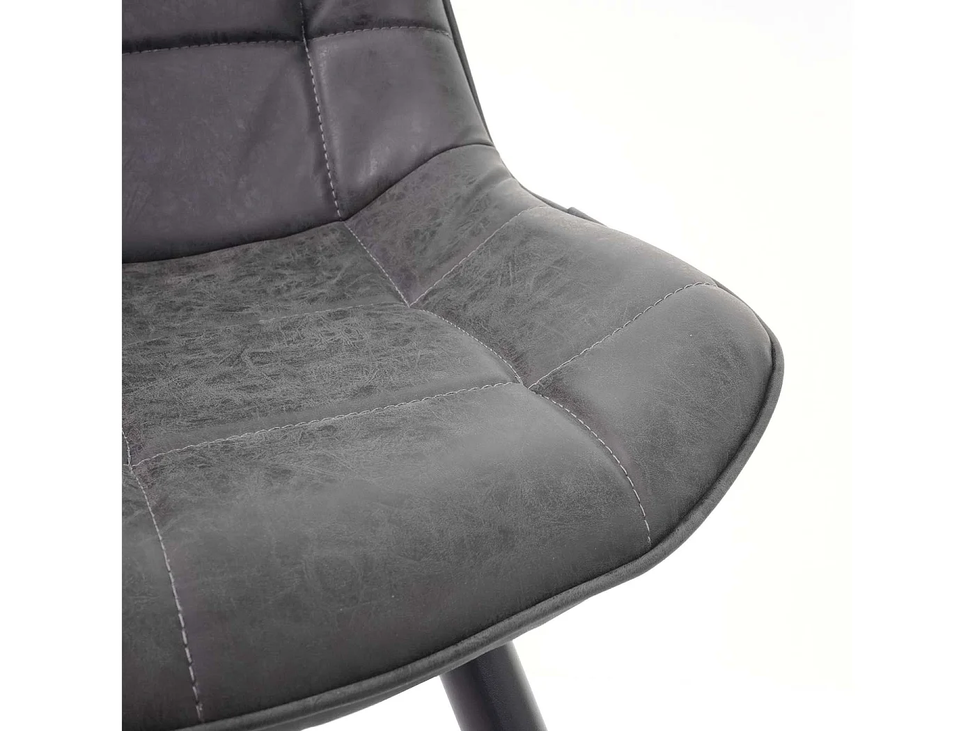 Esszimmerstuhl MCW-E57 (2er-Set), Kunstleder dunkelgrau