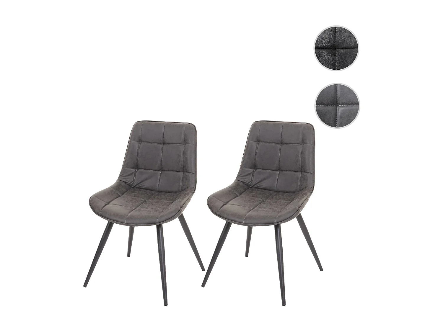 Esszimmerstuhl MCW-E57 (2er-Set), Kunstleder dunkelgrau
