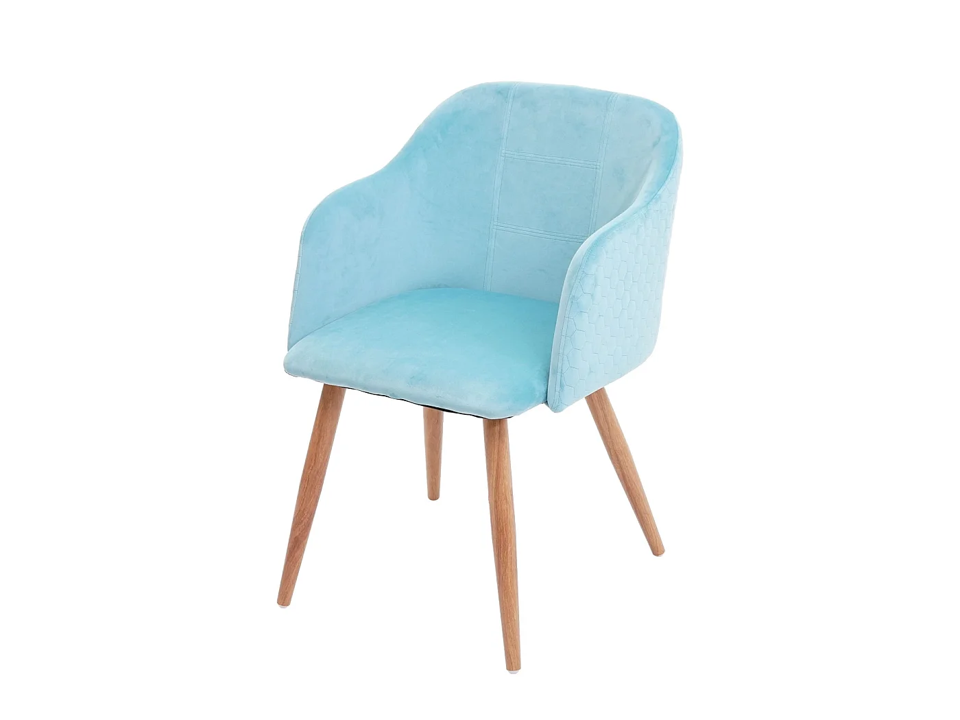 Set 2x sedie poltroncine eleganti MCW-D71 design retro anni 50 metallo velluto azzurro