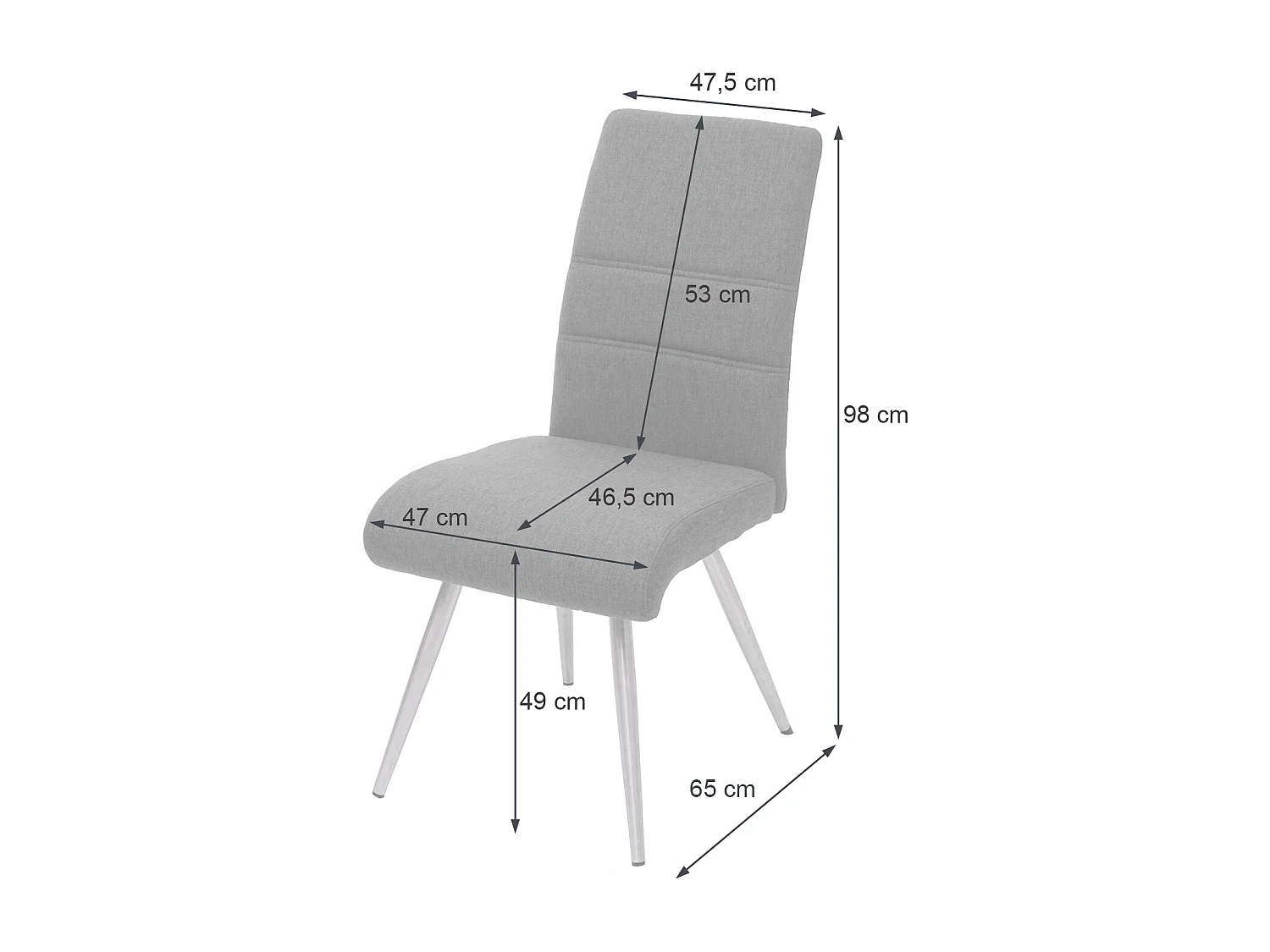 Chaise de salle à manger MCW-G55 (lot de 6),  gris