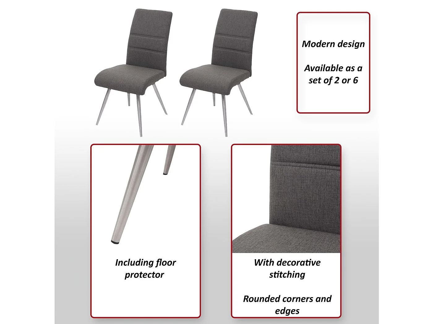 Krzesło do jadalni MCW-G55 (zestaw 6 sztuk),  szaro-brązowy