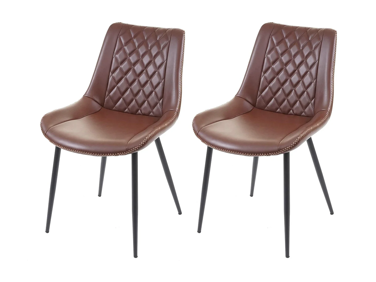 Silla de comedor MCW-E56 (set de 2),  piel sintética marrón