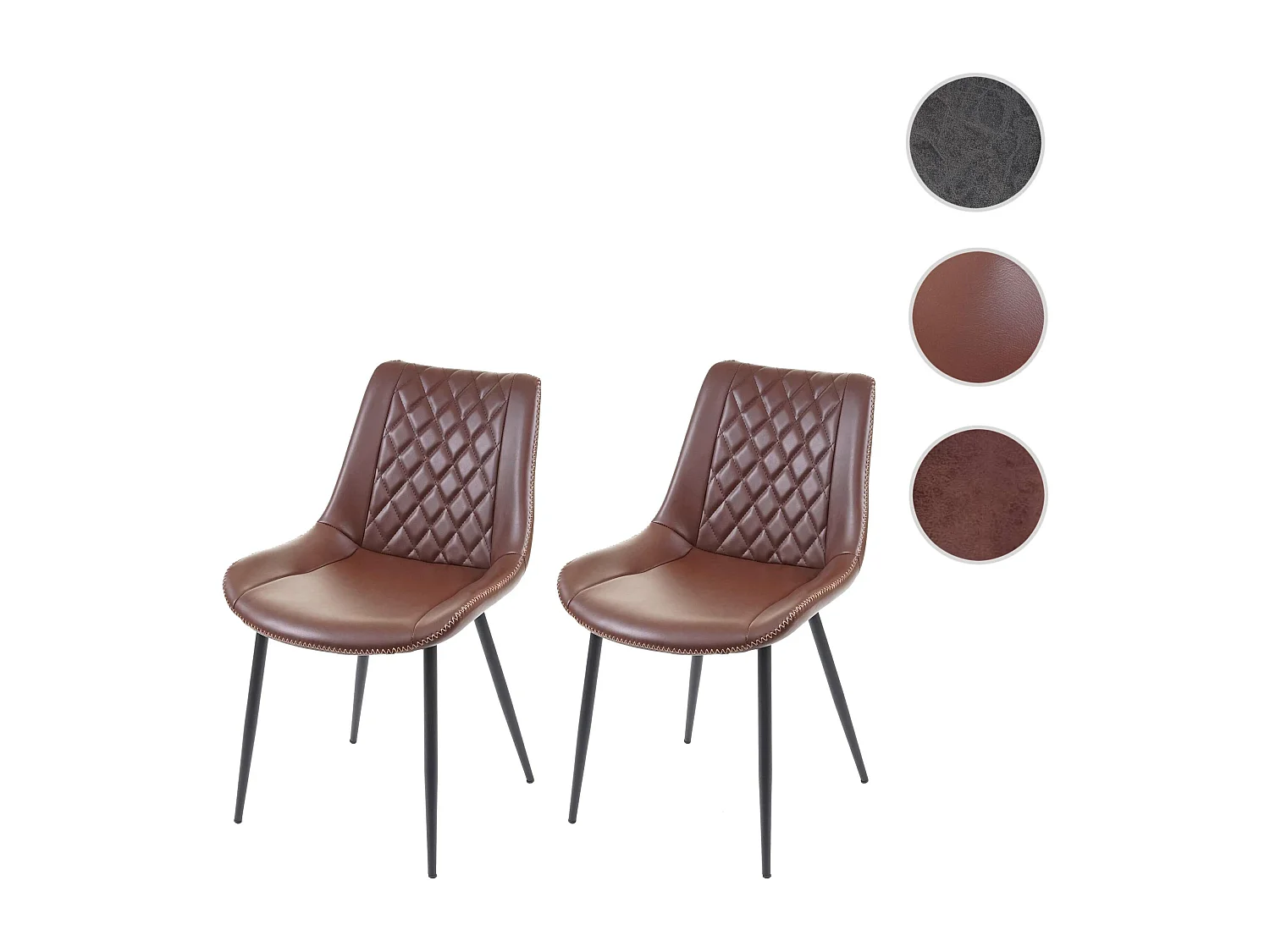 Silla de comedor MCW-E56 (set de 2),  piel sintética marrón