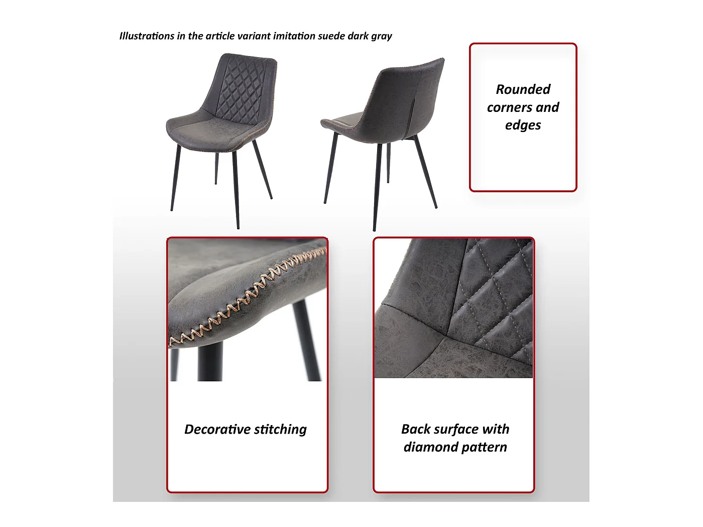 Chaise de salle à manger MCW-E56 (lot de 2),  similicuir, marron