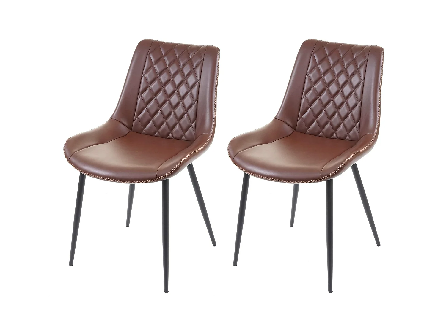 Chaise de salle à manger MCW-E56 (lot de 2),  similicuir, marron