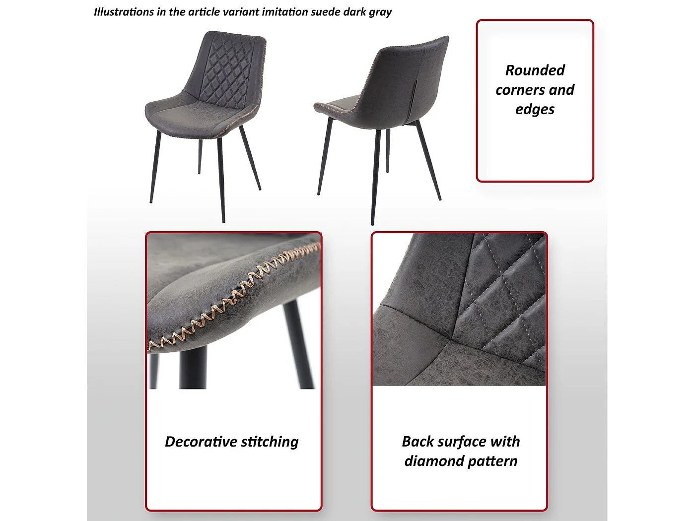 Chaise de salle à manger MCW-E56 (lot de 2),  similicuir, marron