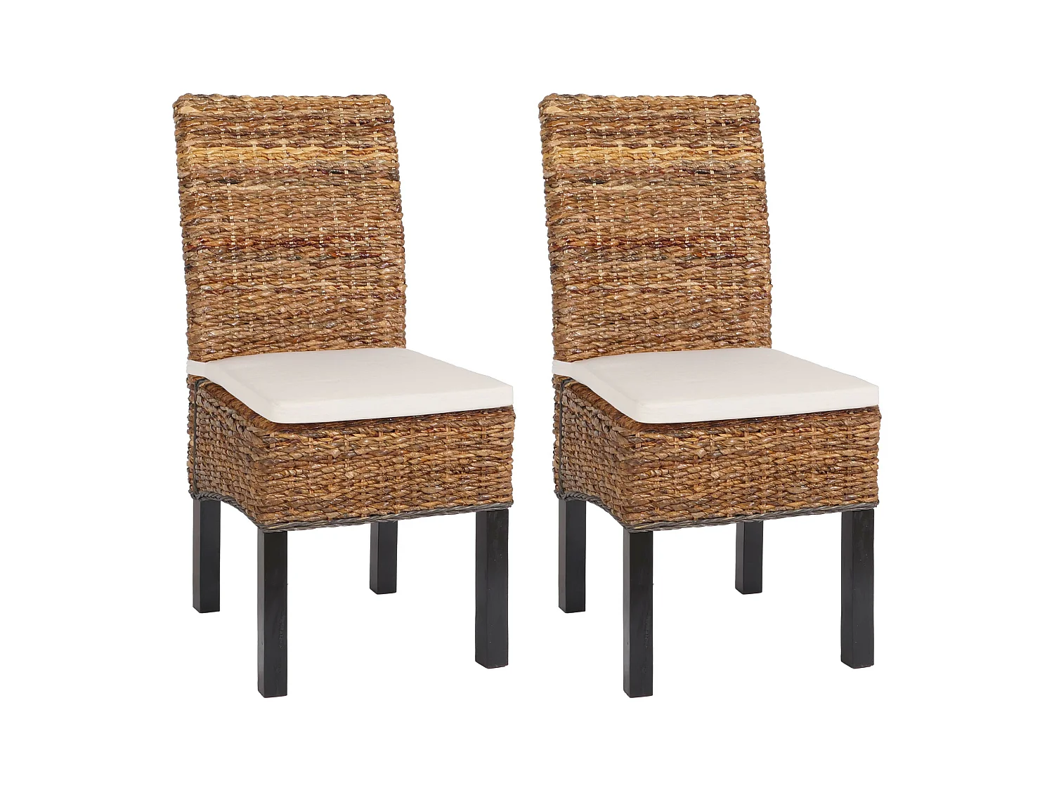 Chaise de salle à manger Loiret (lot de 2),  pieds foncés, avec coussins