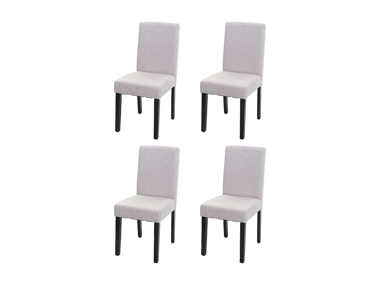 Chaise de salle à manger Littau Schrift (lot de 4),  textile, beige crème, pieds foncés