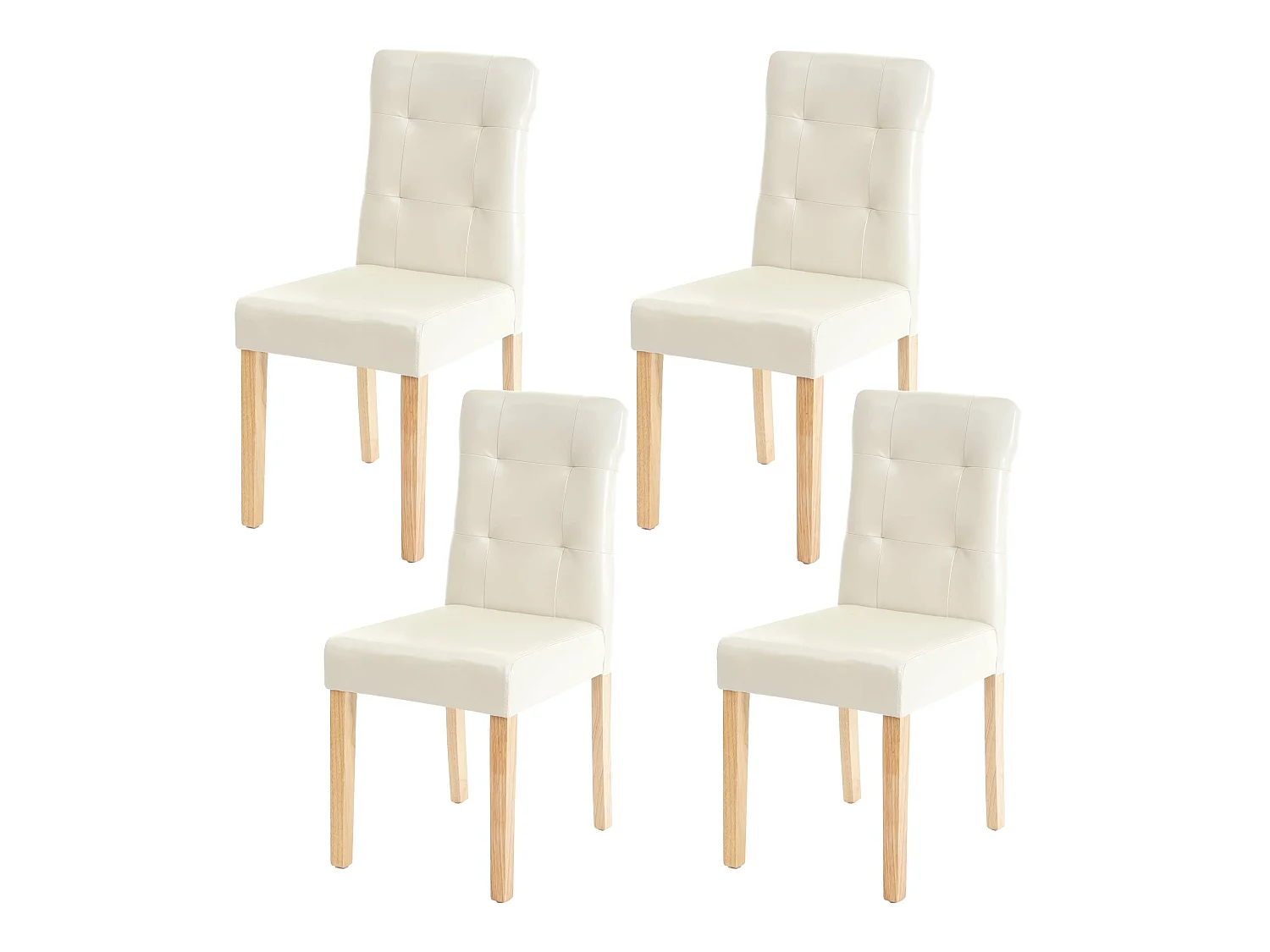 Chaise de salle à manger MCW-E58 (lot de 4),  similicuir crème, pieds clairs