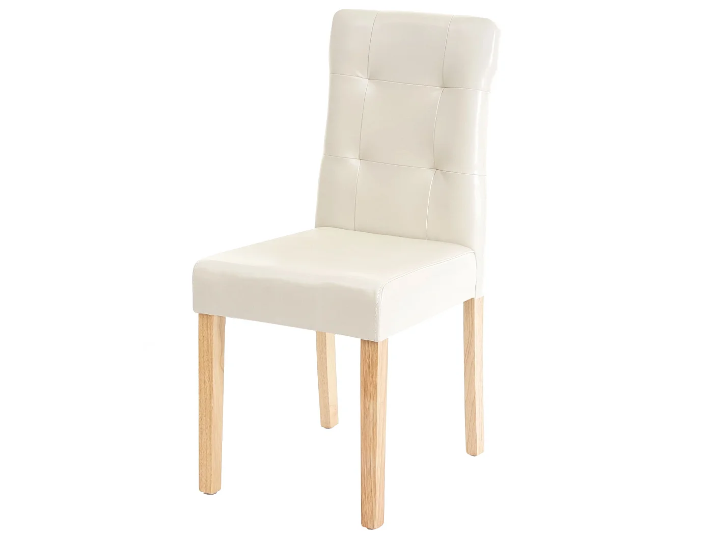 Set 4x sedie sala da pranzo soggiorno MCW-E58 legno ecopelle avorio gambe chiare