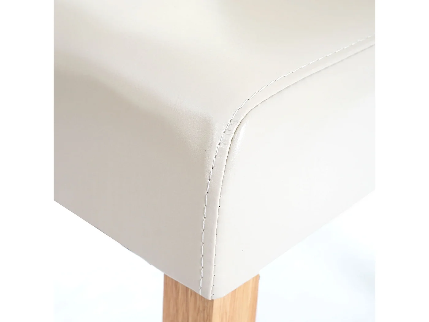 Set 4x sedie sala da pranzo soggiorno MCW-E58 legno ecopelle avorio gambe chiare