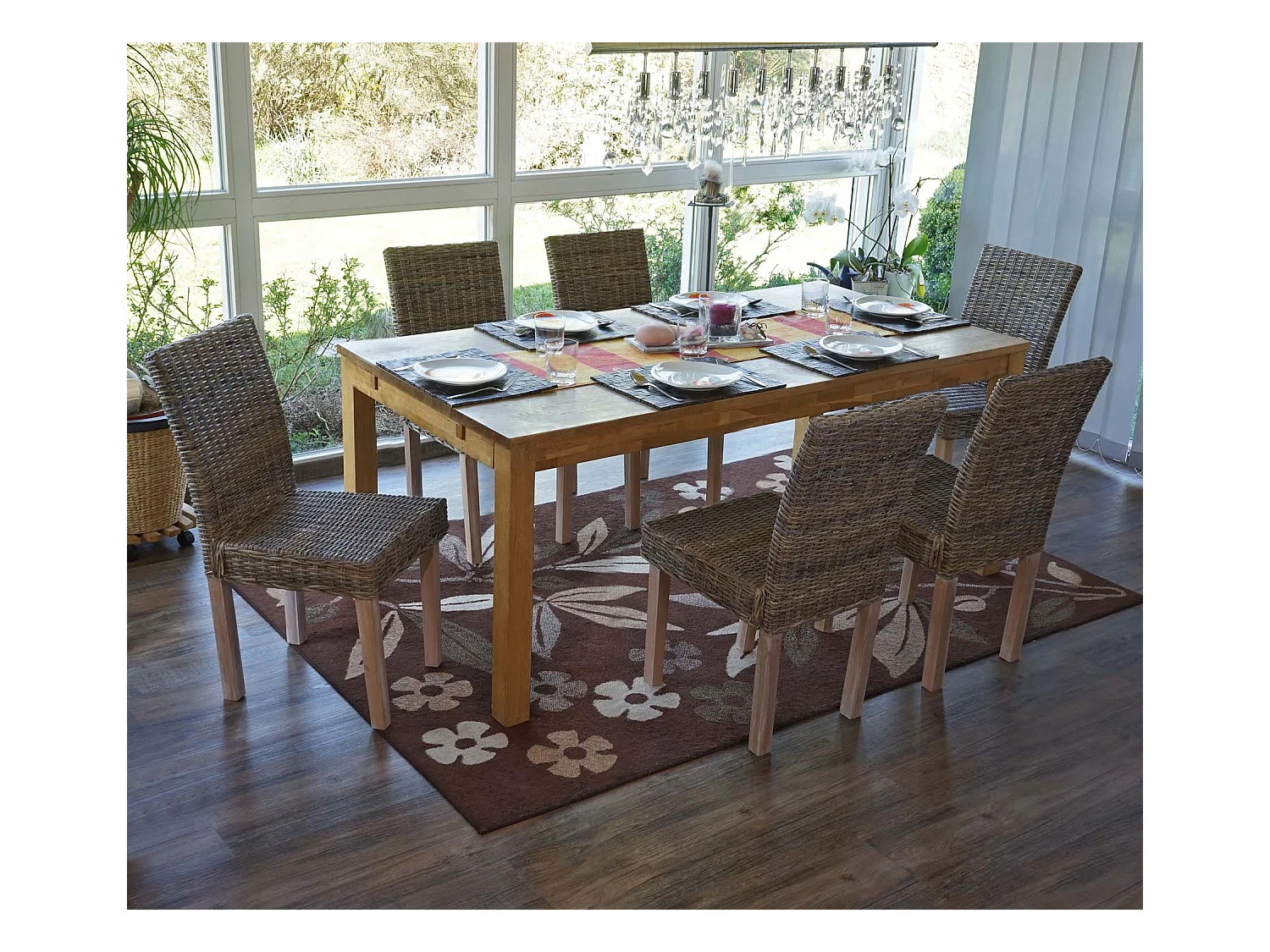 Set 6x sedie rattan Littau Kubu soggiorno cucina sala da pranzo 56x43x89cm