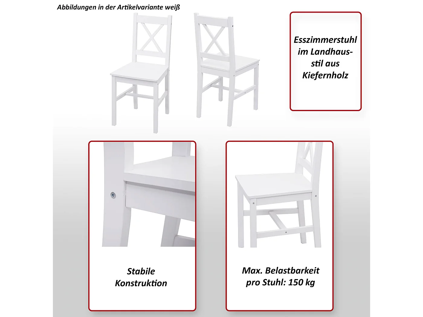 Cadeira de jantar MCW-F77 (conjunto de 2),  branco