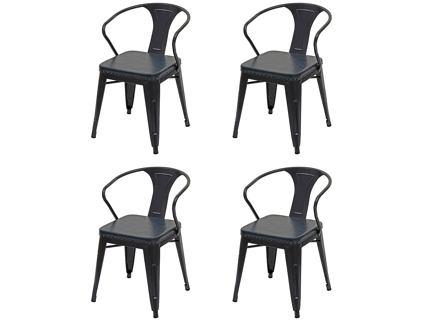 Esszimmerstuhl MCW-H10d (4er-Set), Schwarz-grau