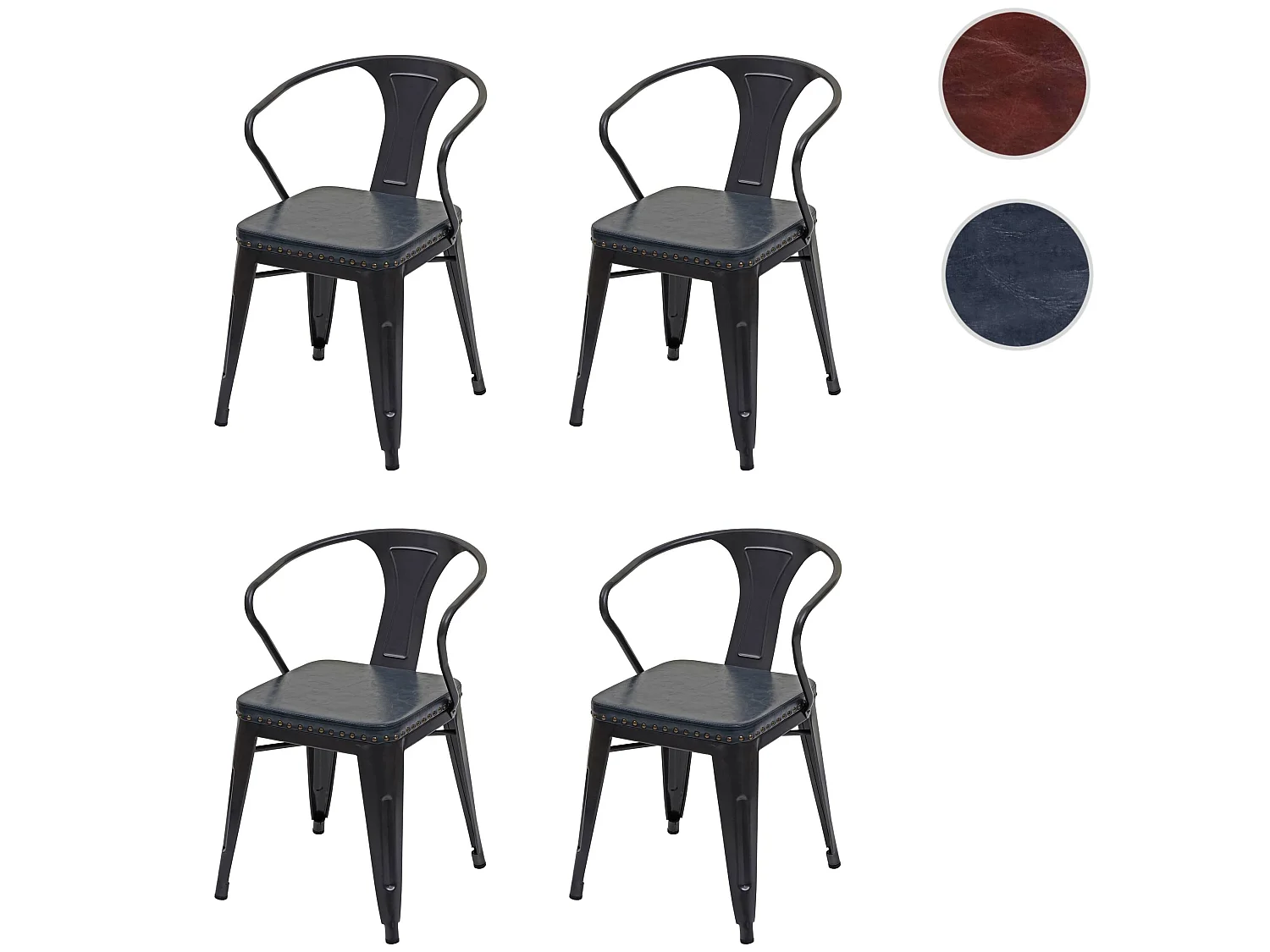 Esszimmerstuhl MCW-H10d (4er-Set), Schwarz-grau