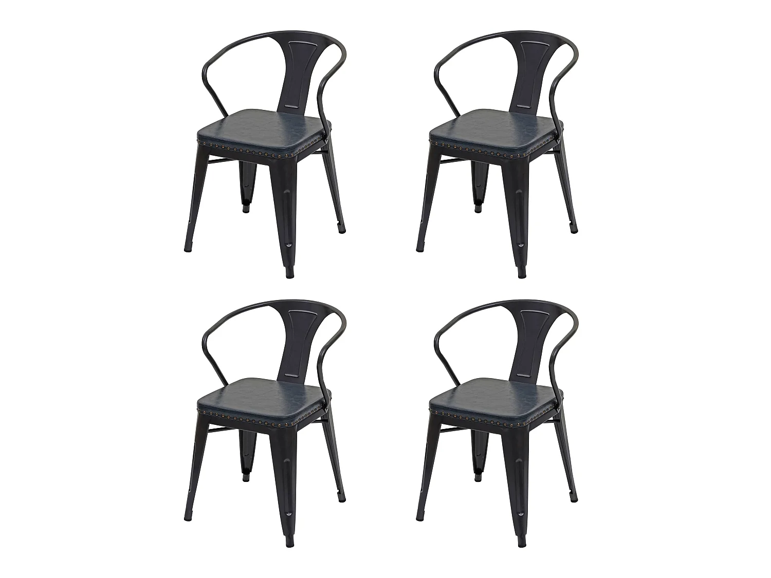 Esszimmerstuhl MCW-H10d (4er-Set), Schwarz-grau