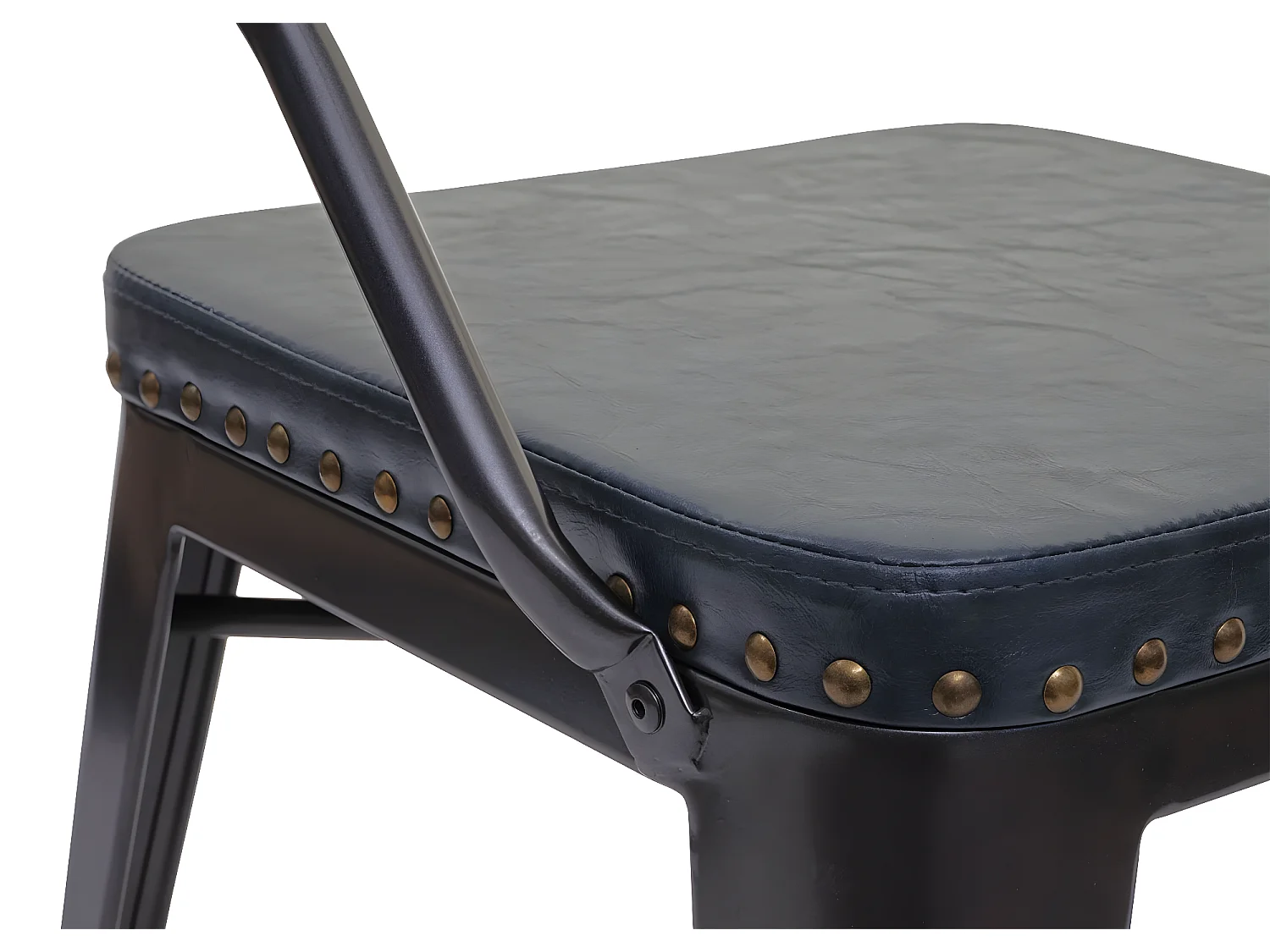 Set 4x sedie design industriale MCW-H10d acciaio verniciato ecopelle grigio