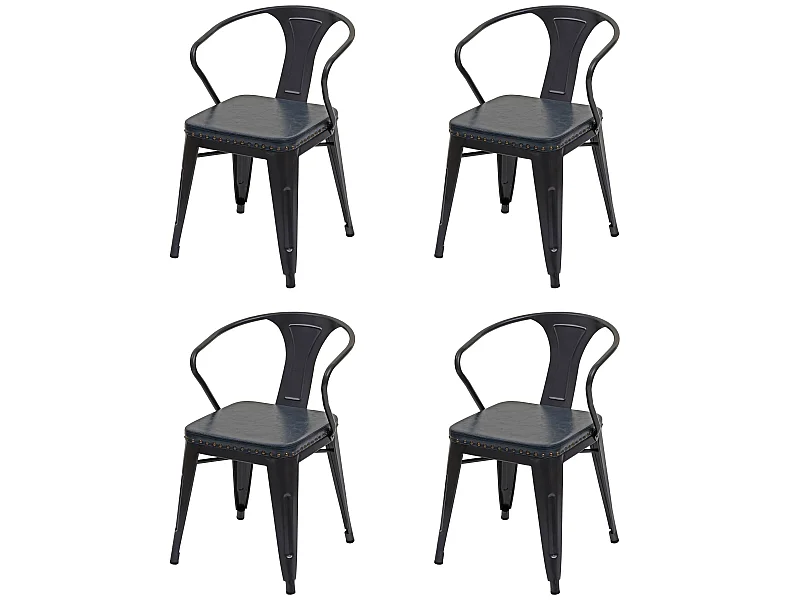 Esszimmerstuhl MCW-H10d (4er-Set), Schwarz-grau