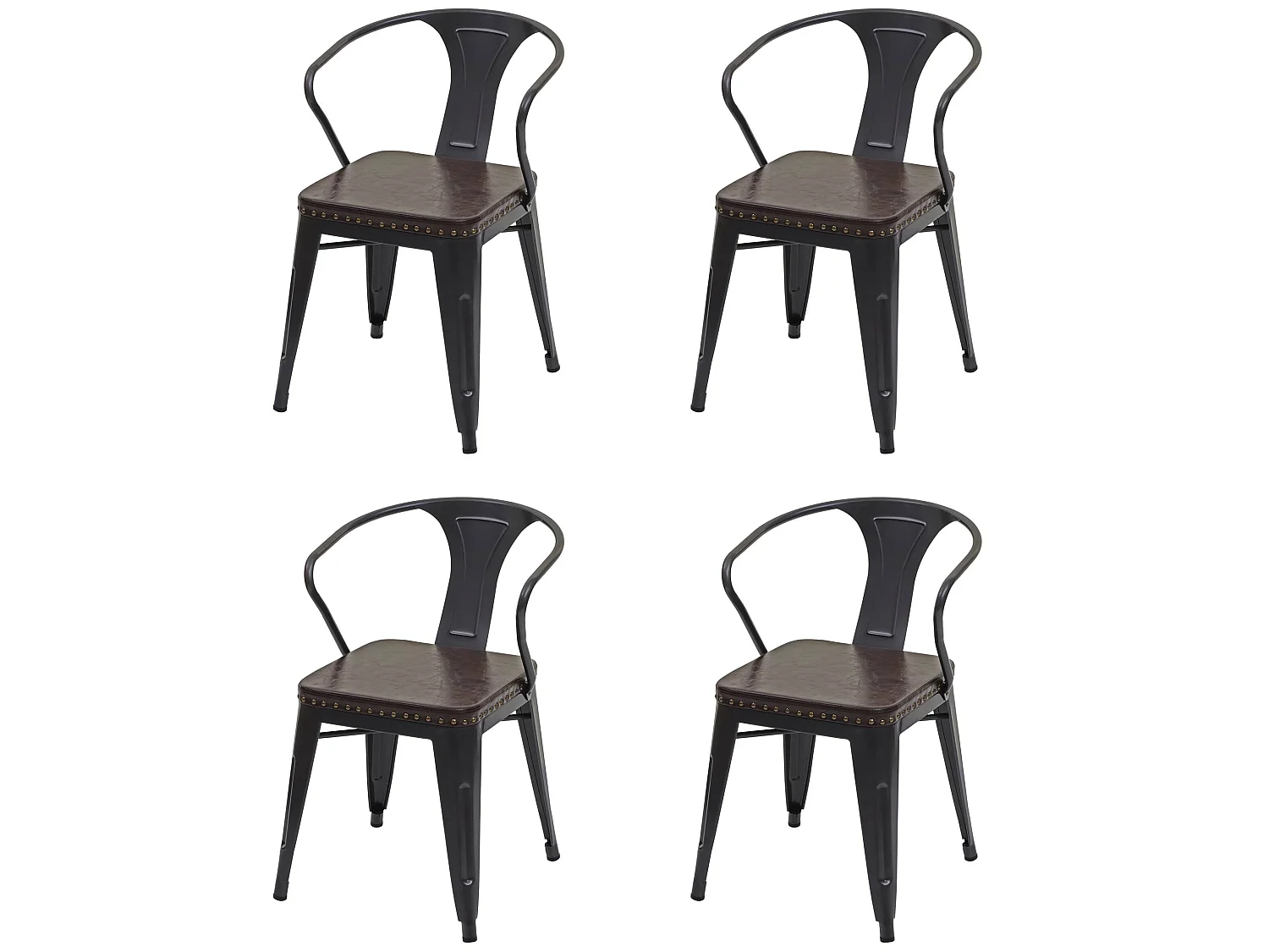 Esszimmerstuhl MCW-H10d (4er-Set), Schwarz-braun