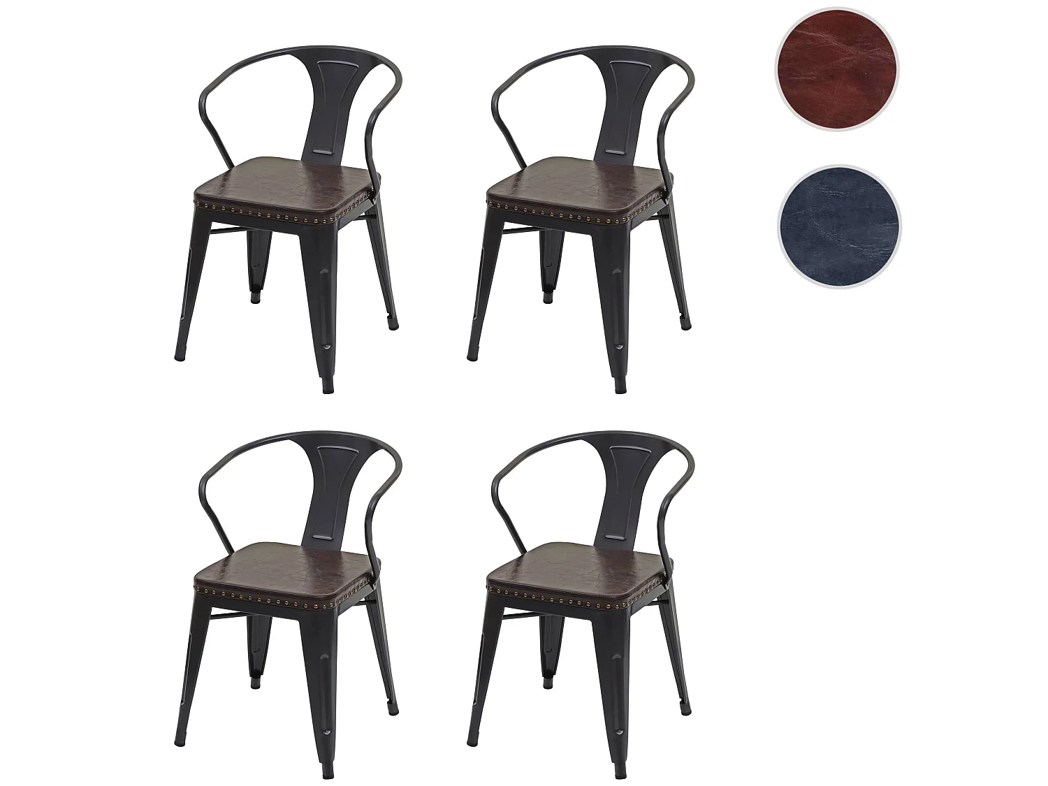 Esszimmerstuhl MCW-H10d (4er-Set), Schwarz-braun