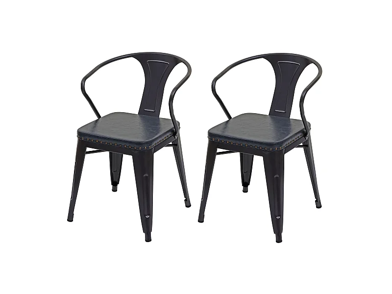 Esszimmerstuhl MCW-H10d (2er-Set), Schwarz-grau
