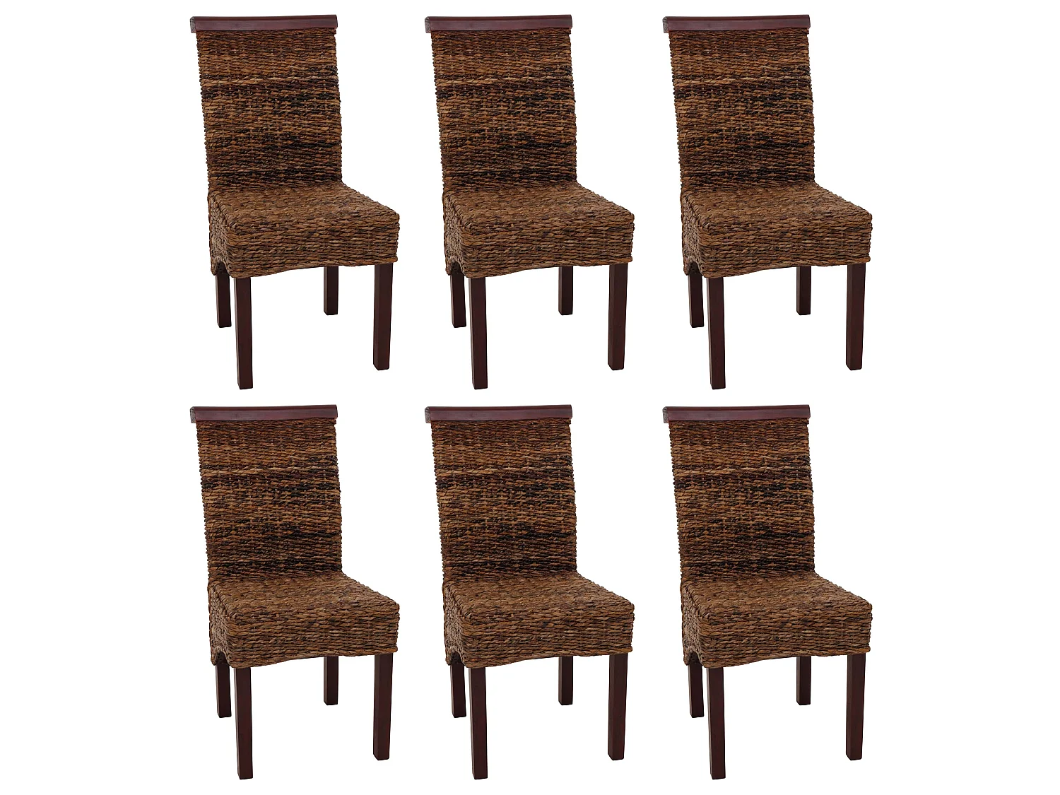 Chaise de salle à manger Manfredonia (lot de 6), Lot de 6 chaises M45, banane tressée, 47x54x93cn, pieds marrons