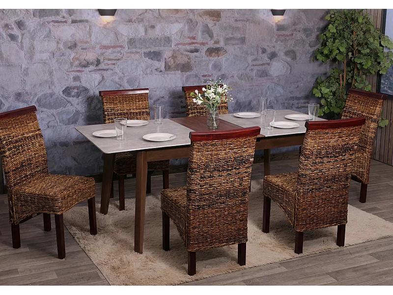 Set 6x sedie intreccio di banano eleganti soggiorno sala pranzo M45 gambe chiare senza cuscini