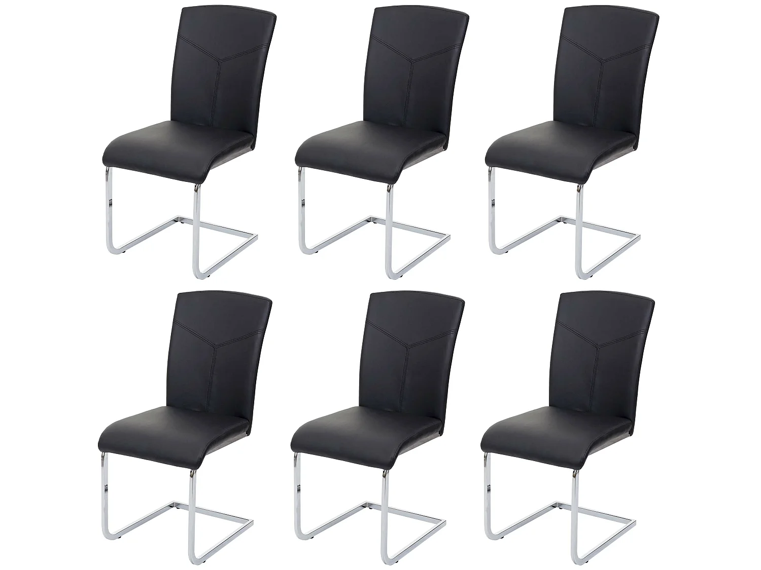 Esszimmerstuhl MCW-F36 (6er Set), Kunstleder, schwarz