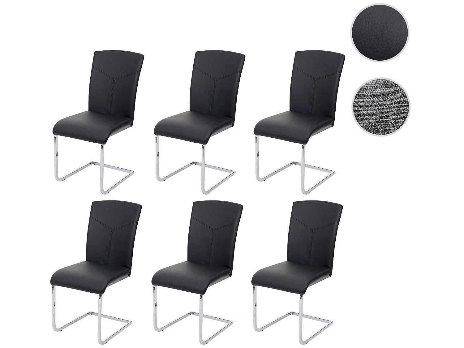 Krzesło do jadalni MCW-F36 (zestaw 6 sztuk),  imitacja skóry, czarne