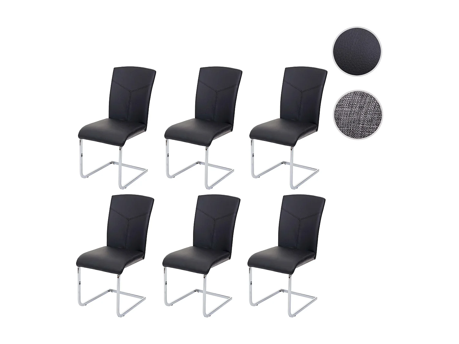 Eetkamerstoel MCW-F36 (set van 6),  kunstleer, zwart