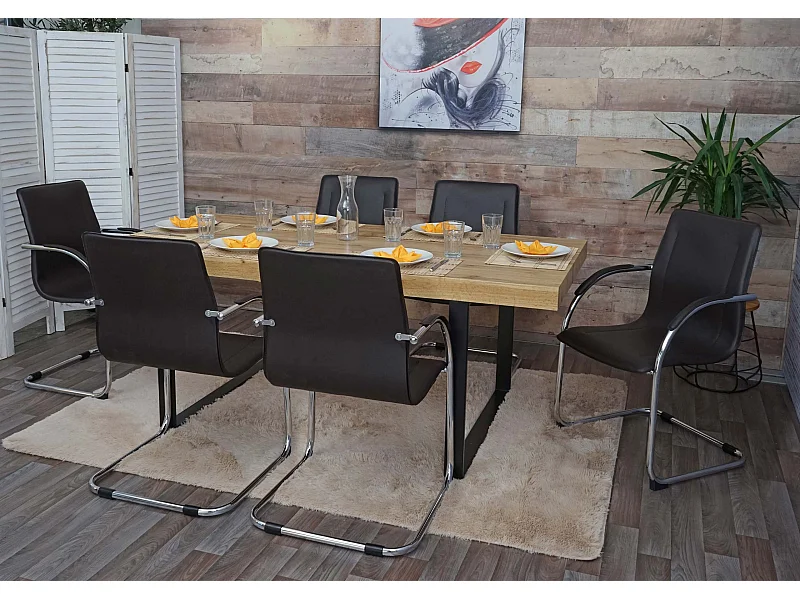 Set 6x sedie ufficio a slitta Samara acciaio 56x56x93cm marrone