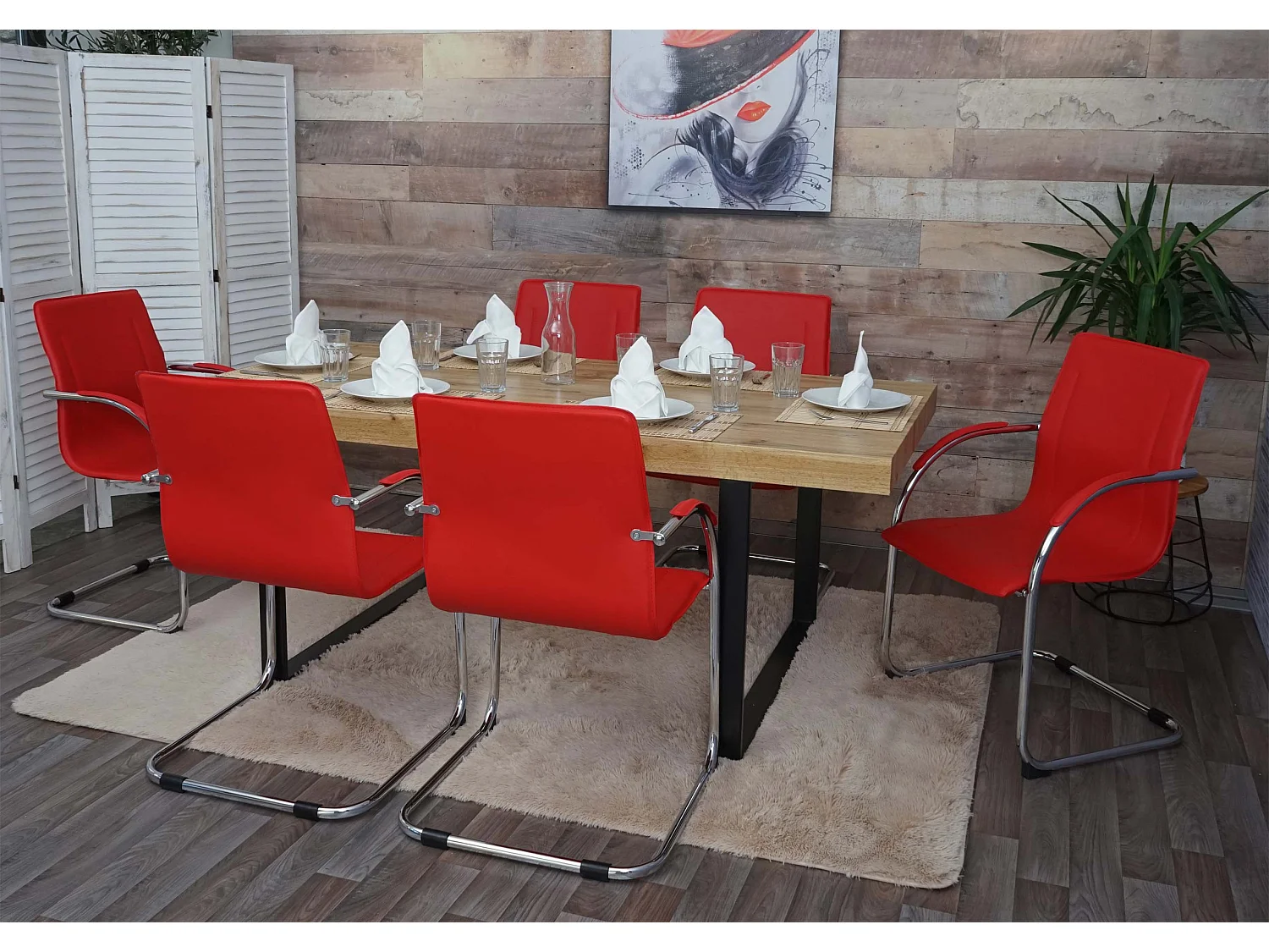 Silla de comedor Perm (juego de 6),  rojo