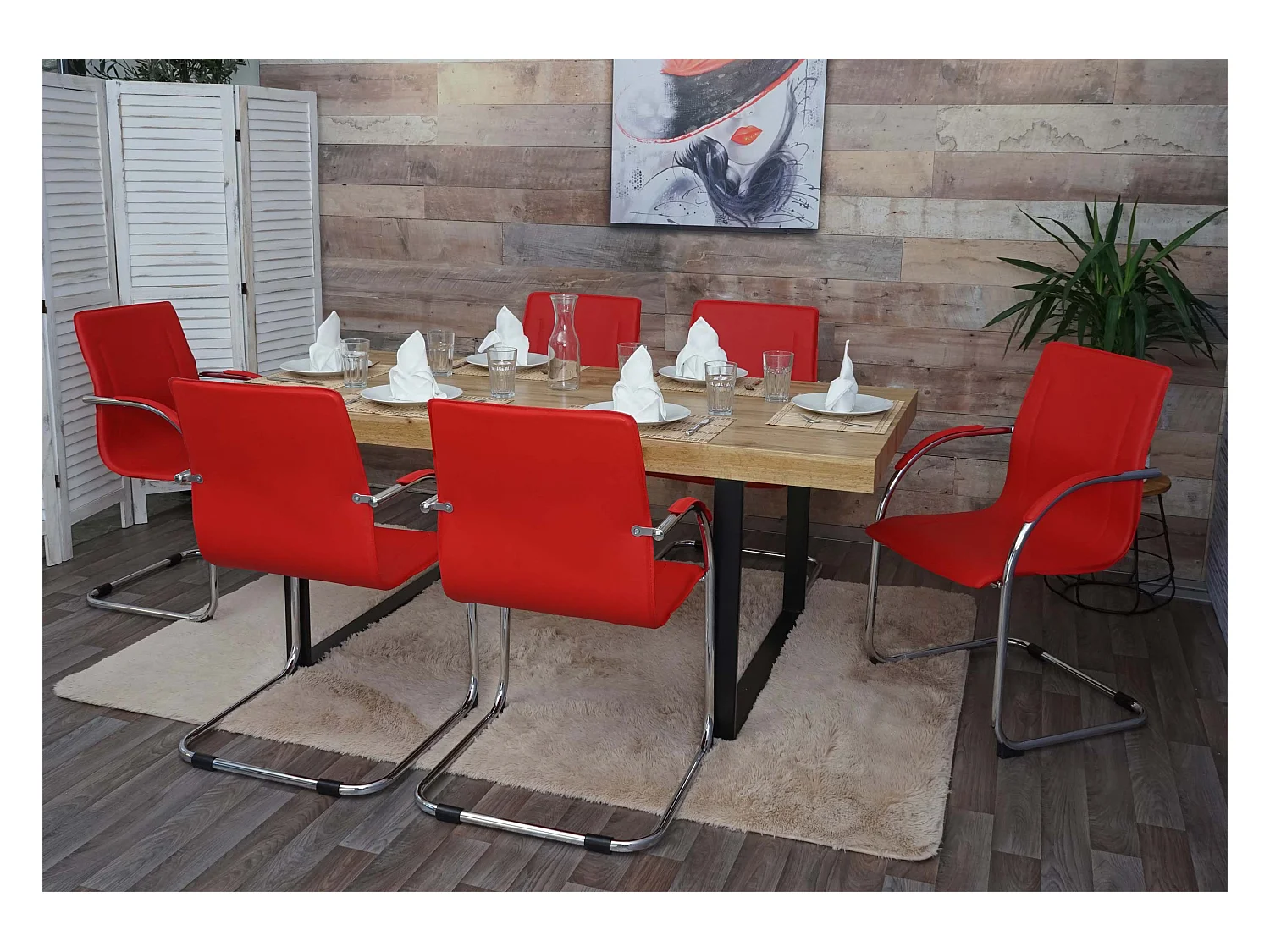 Eetkamerstoel Perm (set van 6),  rood