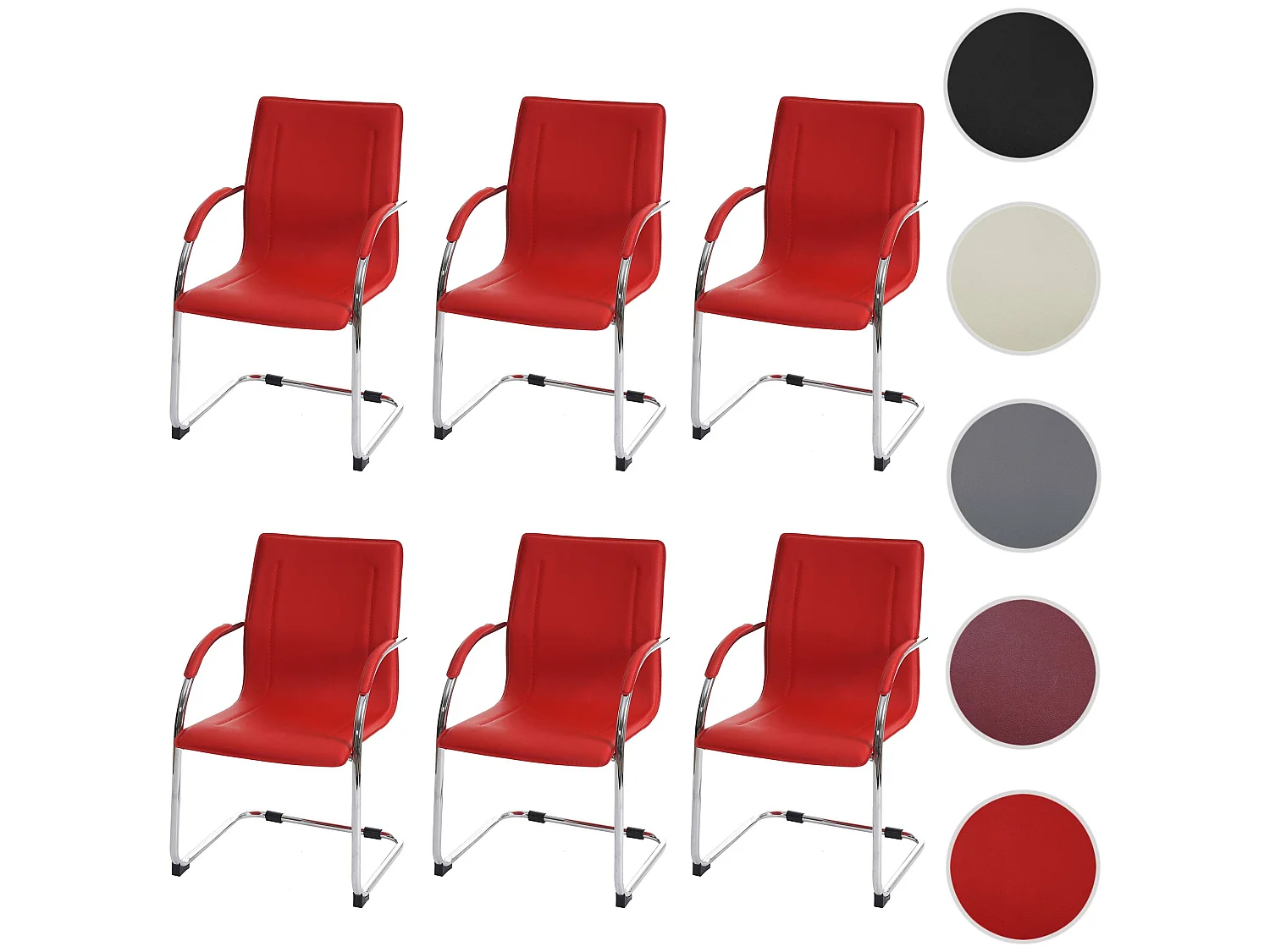 Esszimmerstuhl Perm (6er-Set), Rot